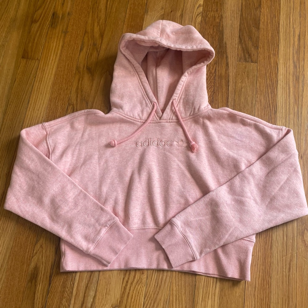 Adidas Cropped Pink Hoodie